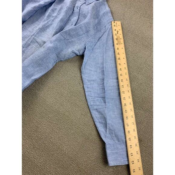 J Crew Baird McNutt Irish Linen Shirt Men S Blue Slim Untucked Button Down Work - Picture 9 of 10